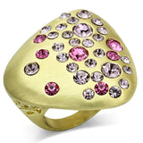 Gold & Brush Brass Ring with Top Grade Crystal  in Multi Color