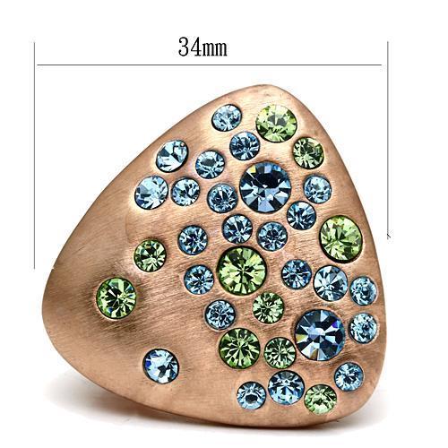 Rose Gold Brass Ring with Top Grade Crystal  in Multi Color