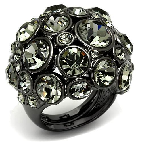 Ruthenium Brass Ring with Top Grade Crystal  in Black Diamond