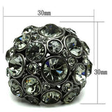 Ruthenium Brass Ring with Top Grade Crystal  in Black Diamond