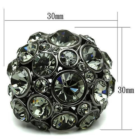 Ruthenium Brass Ring with Top Grade Crystal  in Black Diamond