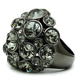 Ruthenium Brass Ring with Top Grade Crystal  in Black Diamond