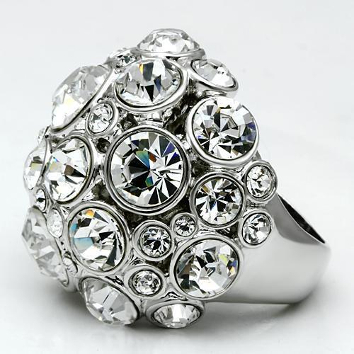 Rhodium Brass Ring with Top Grade Crystal  in Clear