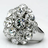 Rhodium Brass Ring with Top Grade Crystal  in Clear