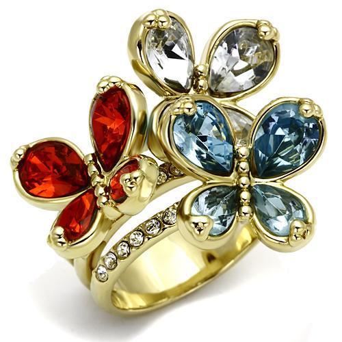 Gold Brass Ring with Assorted  in Multi Color
