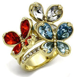 Gold Brass Ring with Assorted  in Multi Color
