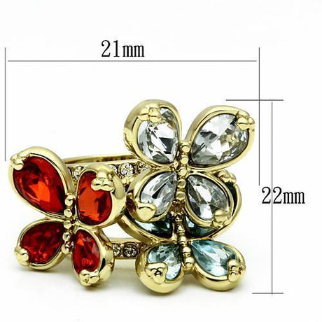 Gold Brass Ring with Assorted  in Multi Color