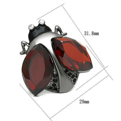 Ruthenium Brass Ring with AAA Grade CZ  in Garnet