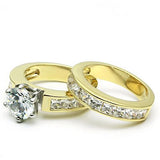 Gold+Rhodium Brass Ring with AAA Grade CZ  in Clear