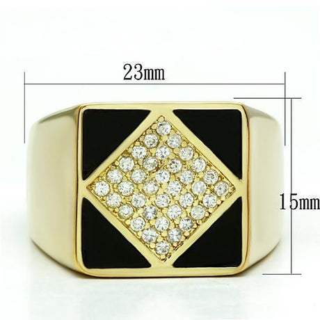 Gold Brass Ring with AAA Grade CZ  in Clear