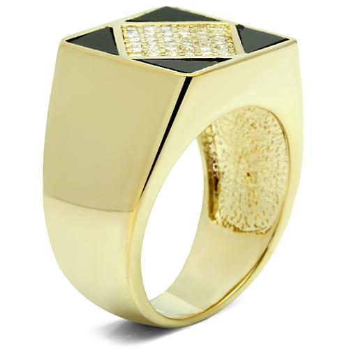 Gold Brass Ring with AAA Grade CZ  in Clear