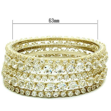 Gold Brass Bangle with Top Grade Crystal  in Clear
