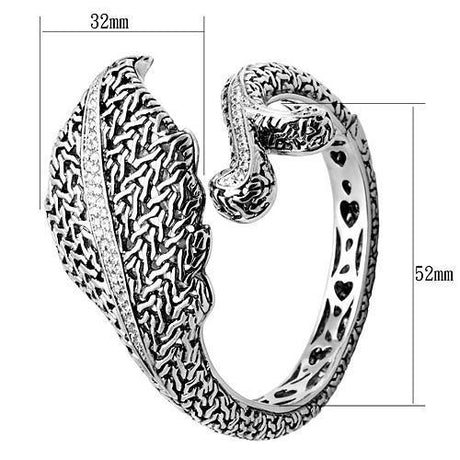 Rhodium Brass Bangle with AAA Grade CZ  in Clear