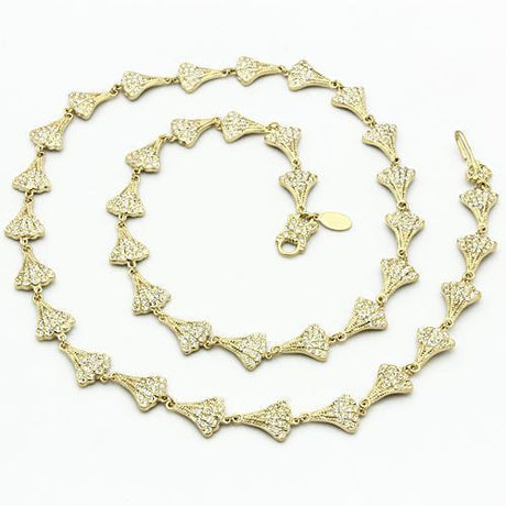 Gold Brass Necklace with Top Grade Crystal  in Clear