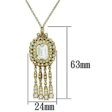 Gold Brass Necklace with Top Grade Crystal  in Clear