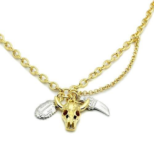 Gold+Rhodium Brass Chain Pendant with No Stone