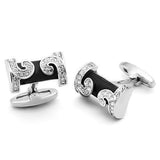 Rhodium Brass Cufflink with Top Grade Crystal  in Clear