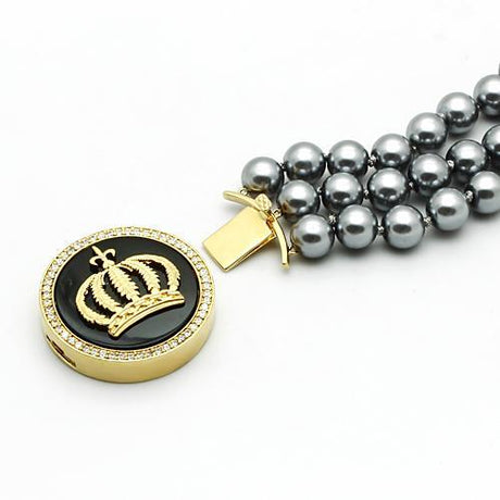 Gold Brass Bracelet with Semi-Precious Onyx in Jet