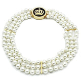 Gold Brass Necklace with Semi-Precious Onyx in Jet