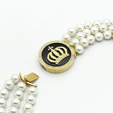 Gold Brass Necklace with Semi-Precious Onyx in Jet