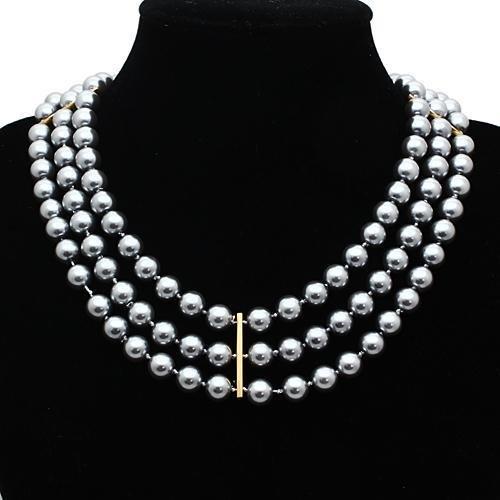 Gold Brass Necklace with Semi-Precious Onyx in Jet