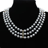 Gold Brass Necklace with Semi-Precious Onyx in Jet