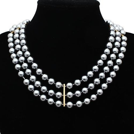 Gold Brass Necklace with Semi-Precious Onyx in Jet