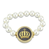 Gold Brass Bracelet with Semi-Precious Onyx in Jet