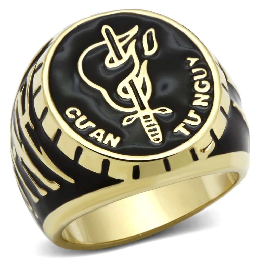 Gold Brass Ring with Epoxy  in No Stone