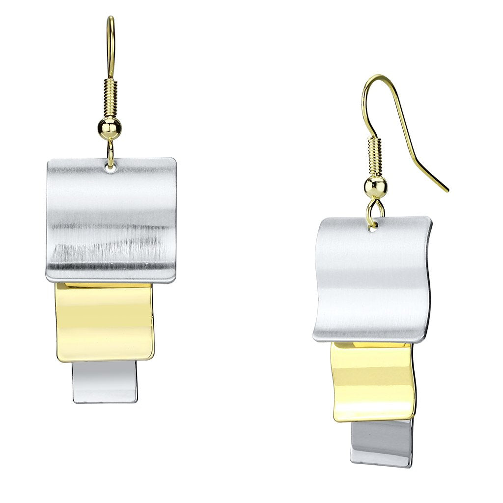 Gold+Rhodium Iron Earrings with No Stone