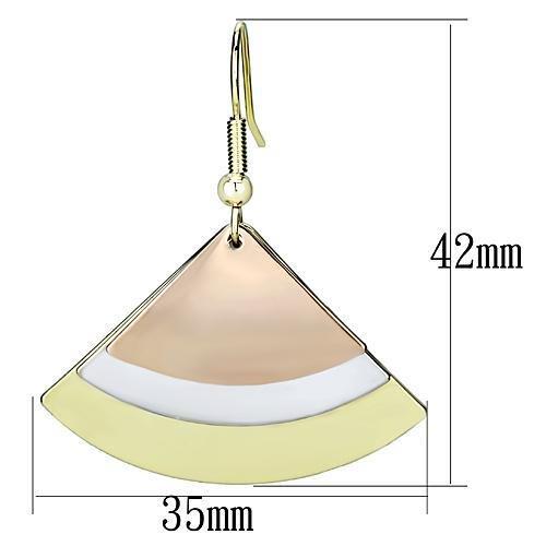 Rhodium + Gold + Rose Gold Iron Earrings with No Stone