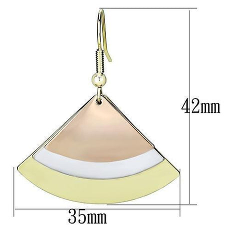 Rhodium + Gold + Rose Gold Iron Earrings with No Stone