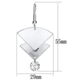 Matte Rhodium & Rhodium Iron Earrings with AAA Grade CZ  in Clear