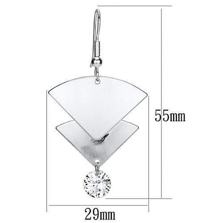 Matte Rhodium & Rhodium Iron Earrings with AAA Grade CZ  in Clear