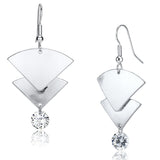 Matte Rhodium & Rhodium Iron Earrings with AAA Grade CZ  in Clear