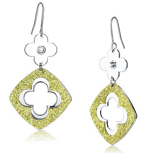 Rhodium Iron Earrings with Top Grade Crystal  in Clear