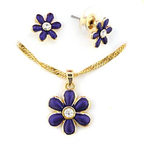 Gold White Metal Jewelry Sets with Top Grade Crystal  in Clear