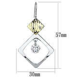 Gold+Rhodium Iron Earrings with AAA Grade CZ  in Clear