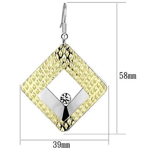 Gold+Rhodium Iron Earrings with Top Grade Crystal  in Clear