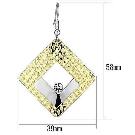 Gold+Rhodium Iron Earrings with Top Grade Crystal  in Clear