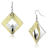 Gold+Rhodium Iron Earrings with Top Grade Crystal  in Clear