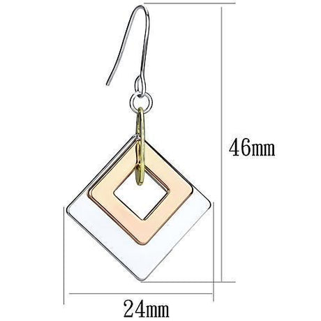 Rhodium + Gold + Rose Gold Iron Earrings with No Stone