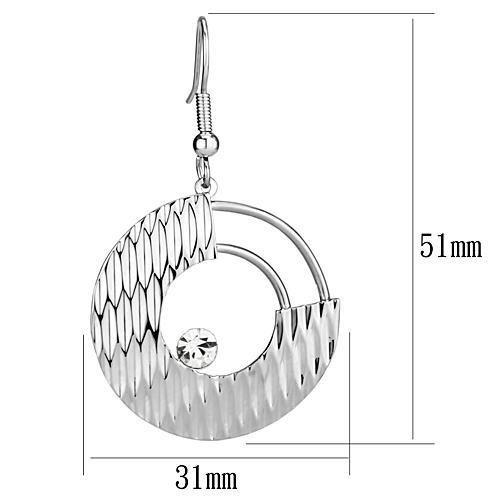 Rhodium Iron Earrings with Top Grade Crystal  in Clear