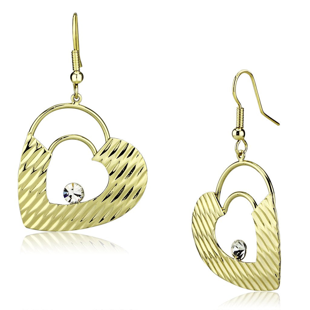 Gold Iron Earrings with Top Grade Crystal  in Clear