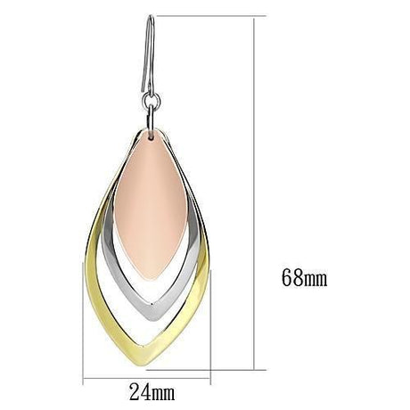 Rhodium + Gold + Rose Gold Iron Earrings with No Stone