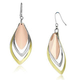 Rhodium + Gold + Rose Gold Iron Earrings with No Stone