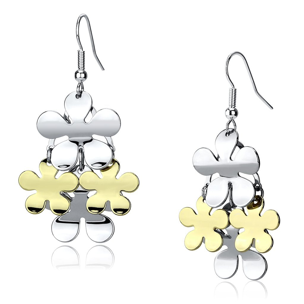 Gold+Rhodium Iron Earrings with No Stone