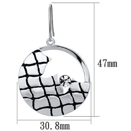 Matte Rhodium & Rhodium Iron Earrings with Top Grade Crystal  in Clear