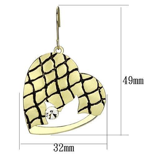 Matte Gold & Gold Iron Earrings with Top Grade Crystal  in Clear