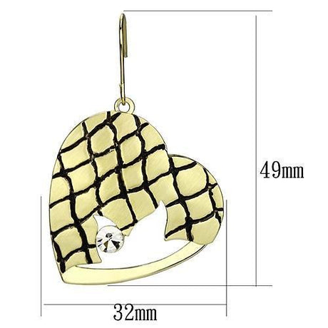 Matte Gold & Gold Iron Earrings with Top Grade Crystal  in Clear